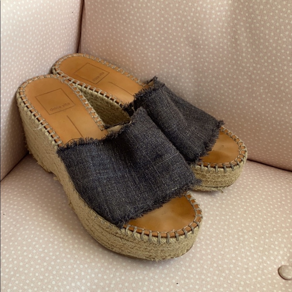 Lada Platform Espadrille in Ash denim